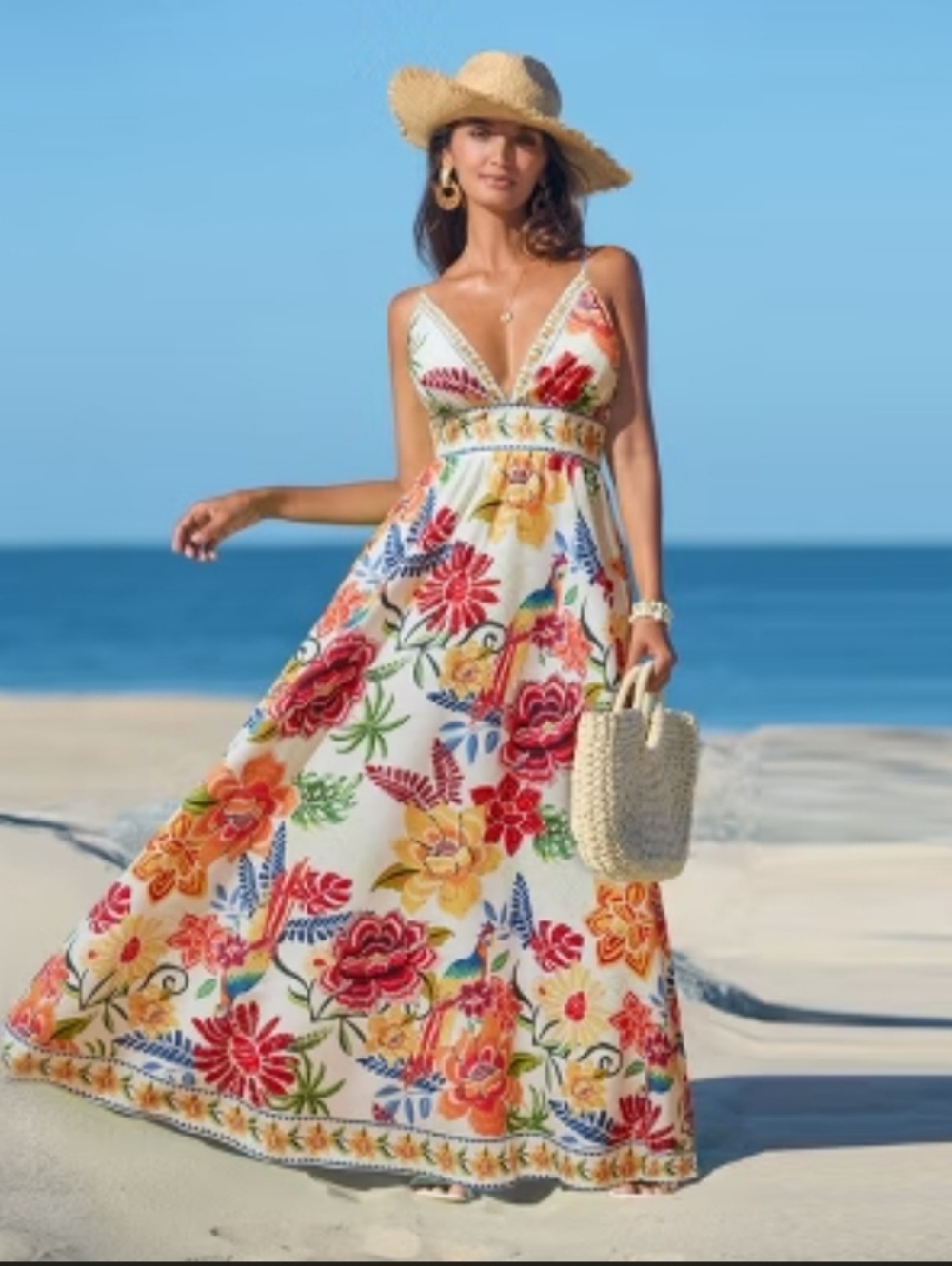 CUPSHE Vibrant Vibrant Oasis Tropical Maxi Dress Multi Color Womens Size Small